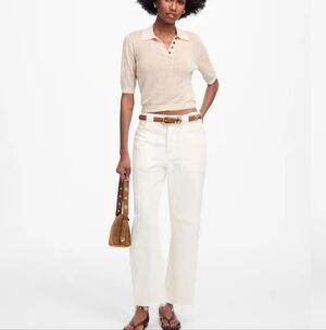 NWT Madewell White Darted Barrel Leg Jean Size 30